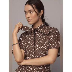 New Anthropologie The Tobie Tie-Neck Shirt Dress by Exquise Size Xs